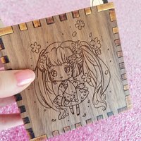 Sakura #2 Walnut Engraved Box