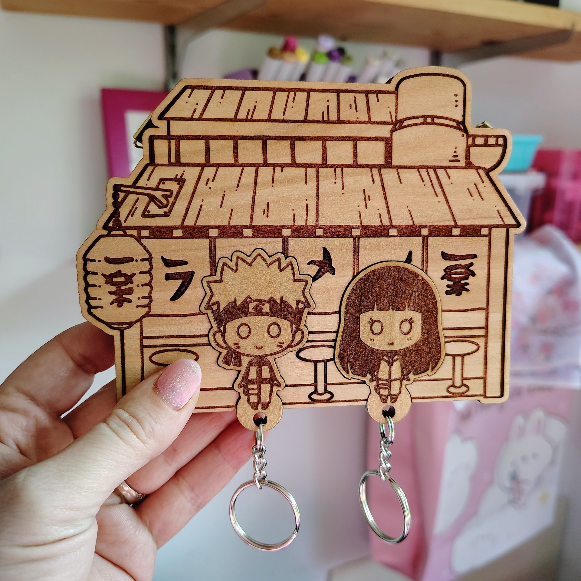Ramen Bar Cute Anime Couple Keyholder Set #4