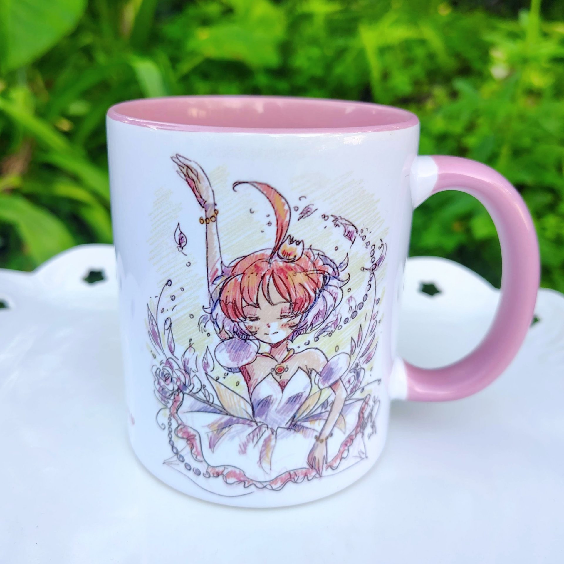 Princess Tutu and Kraehe ketch fanart ballerina mug with pink accents