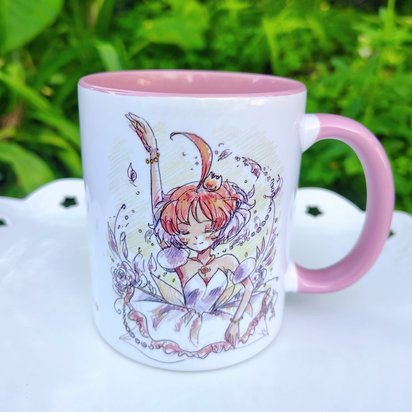 Princess Tutu and Kraehe ketch fanart ballerina mug with pink accents