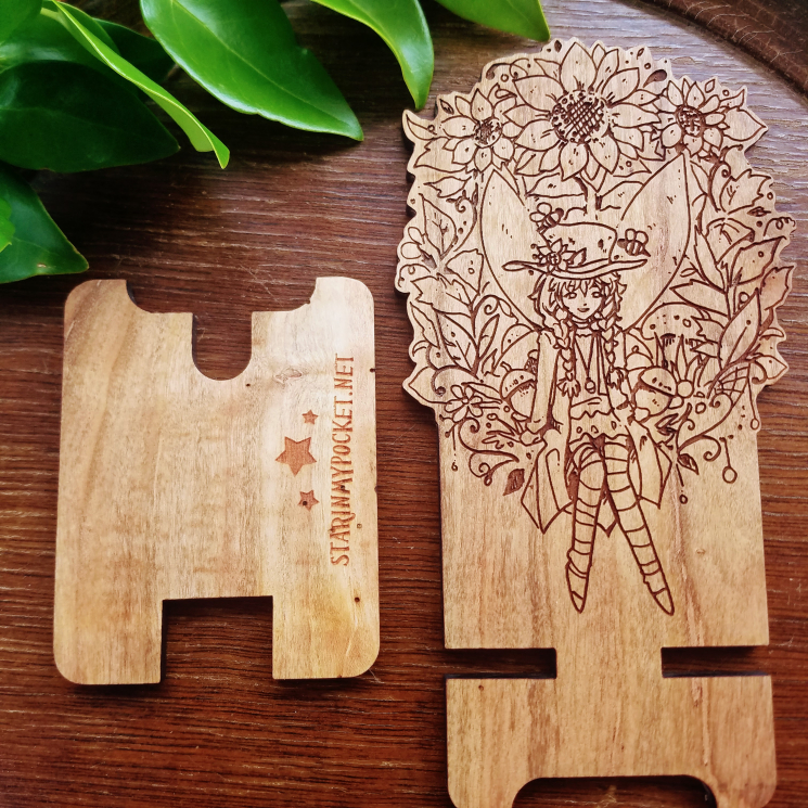 Sunflower Fairy Fantasy Wood Engraved Phone Dock