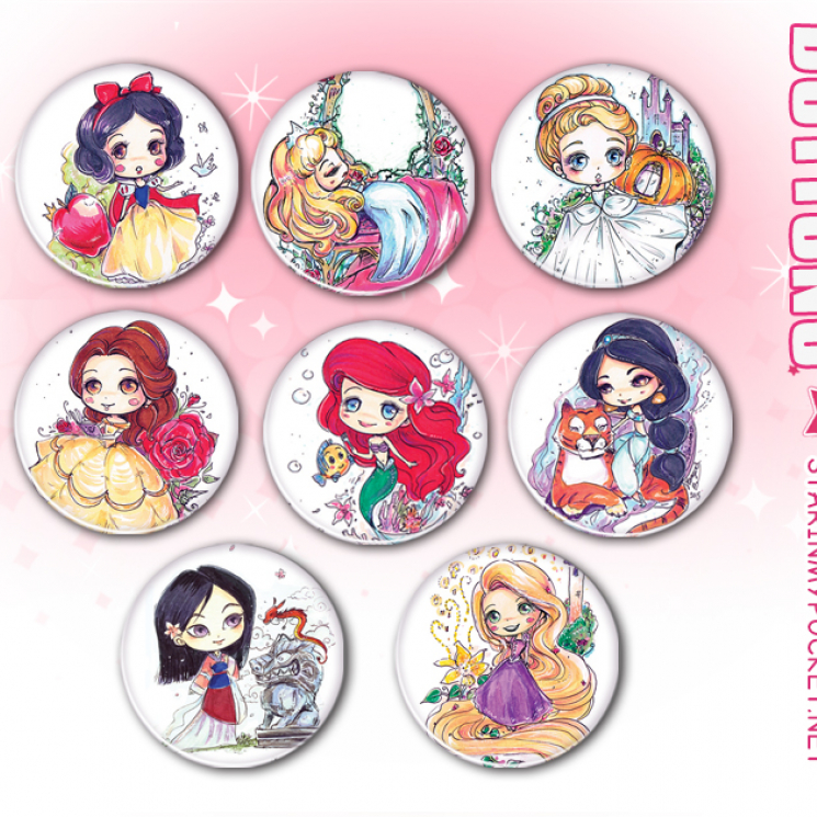 Princess Chibi Button Pins