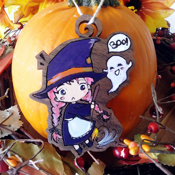 Anime Chibi Witch Ghost Ornament