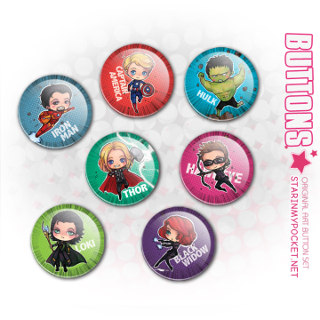 Super Heroes Buttons Set
