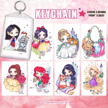 Princesses Keychain Double-Sided