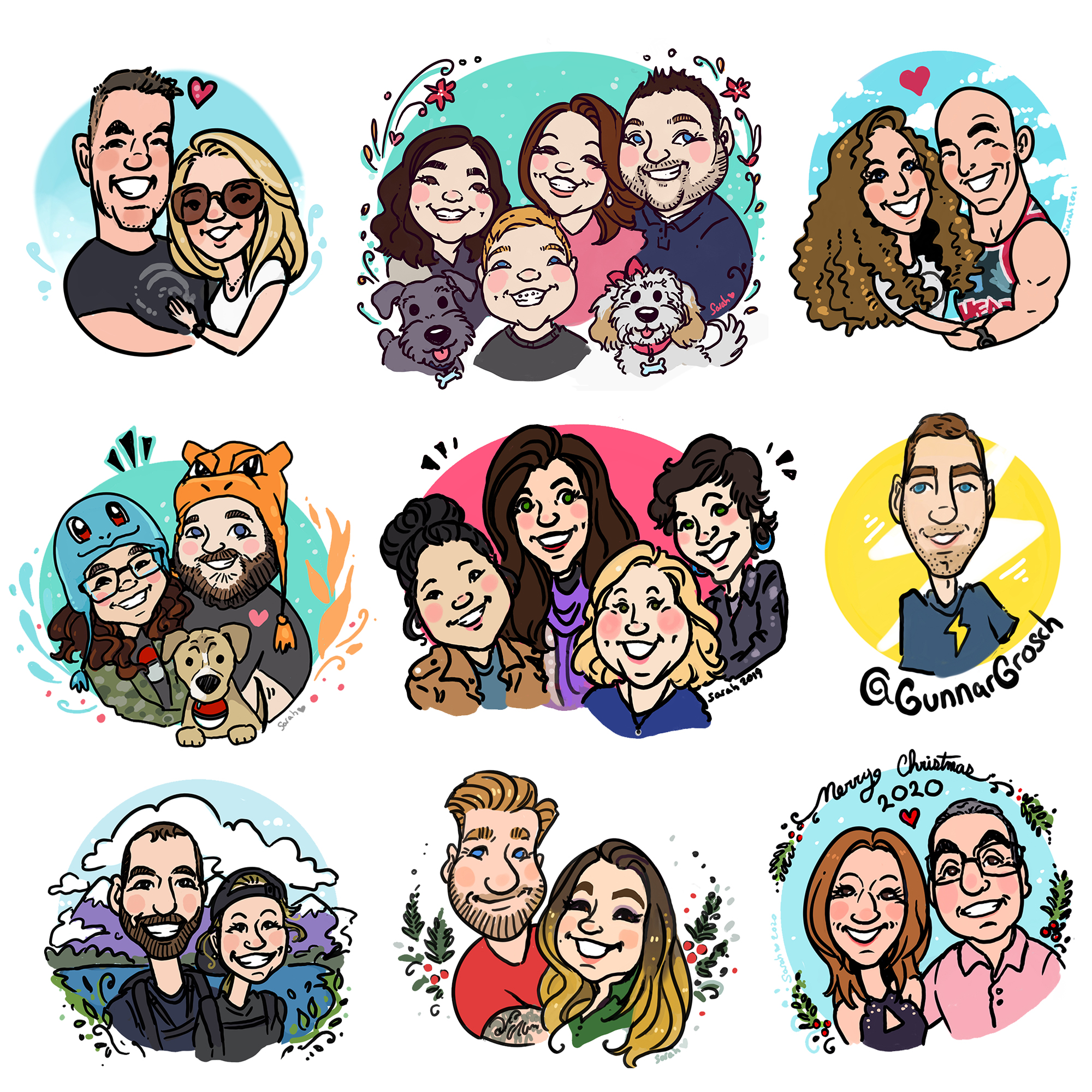 Mini Caricature - Cute, small, and affordable digital art portraits for families and groups!