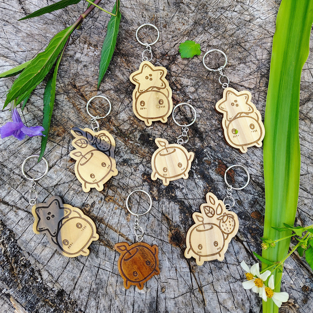 stardew valley fanmade juminos wood engraved keychains
