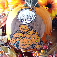 Anime Halloween Boy Pumpkin Wood Ornament Decor