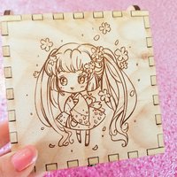 Sakura #1 Birch Engraved Box *Sold