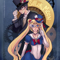 Steampunk by Moonlight Art Print