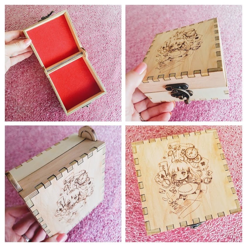 Alice #1 Birch Engraved Box