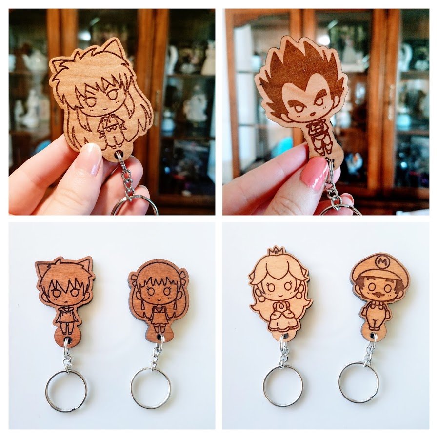 anime wood keychains