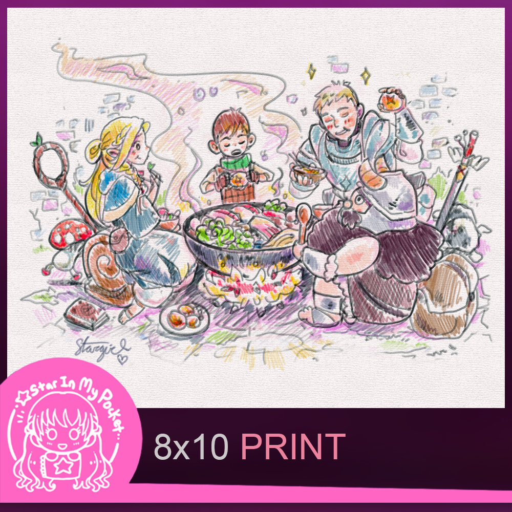 Dungeon Dining 8x10 Anime Sketch Art Print