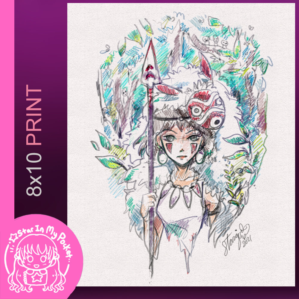 Wolf Princess 8x10 Anime Sketch Art Print