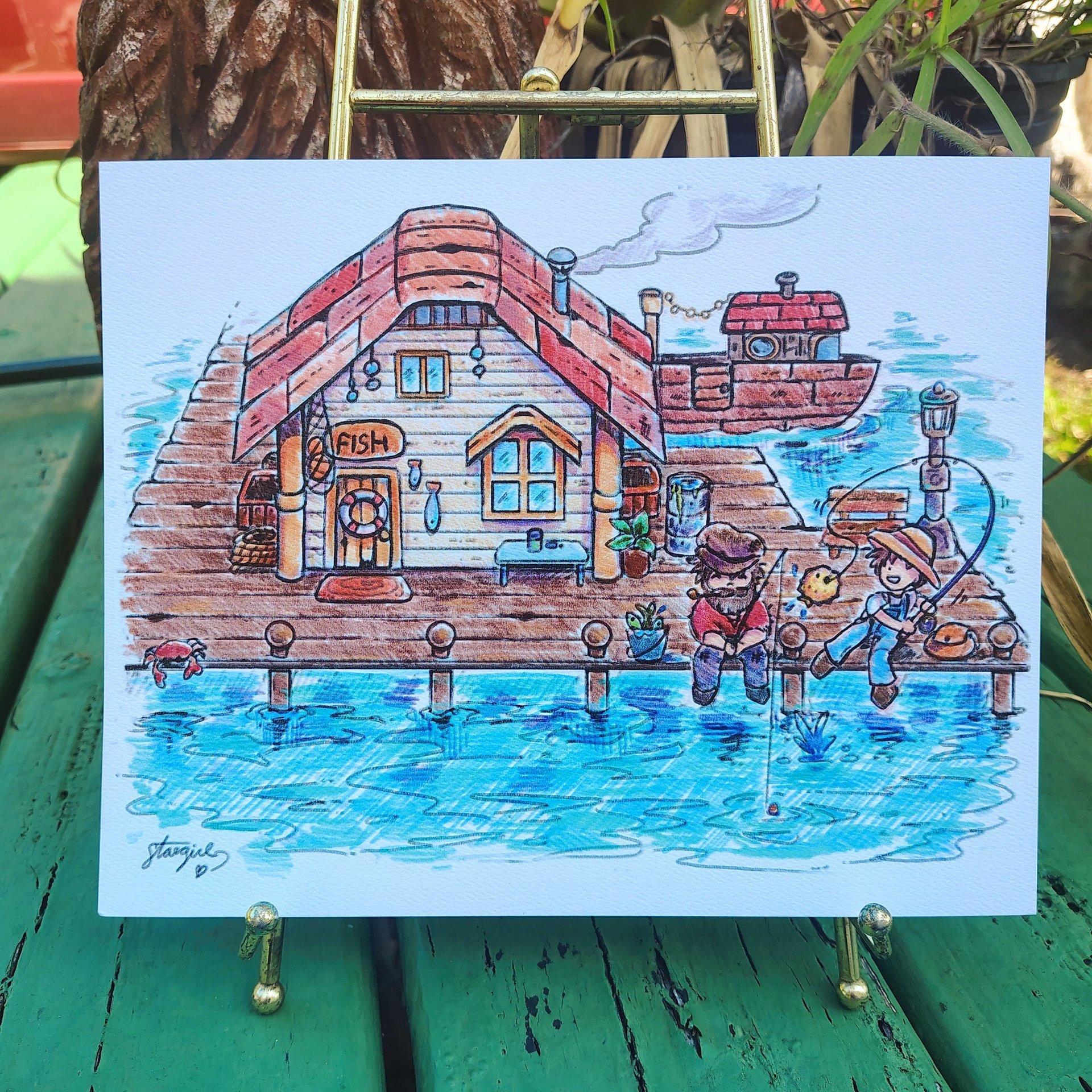 Stardew Valley Fishing 8x10 Sketch Art Print