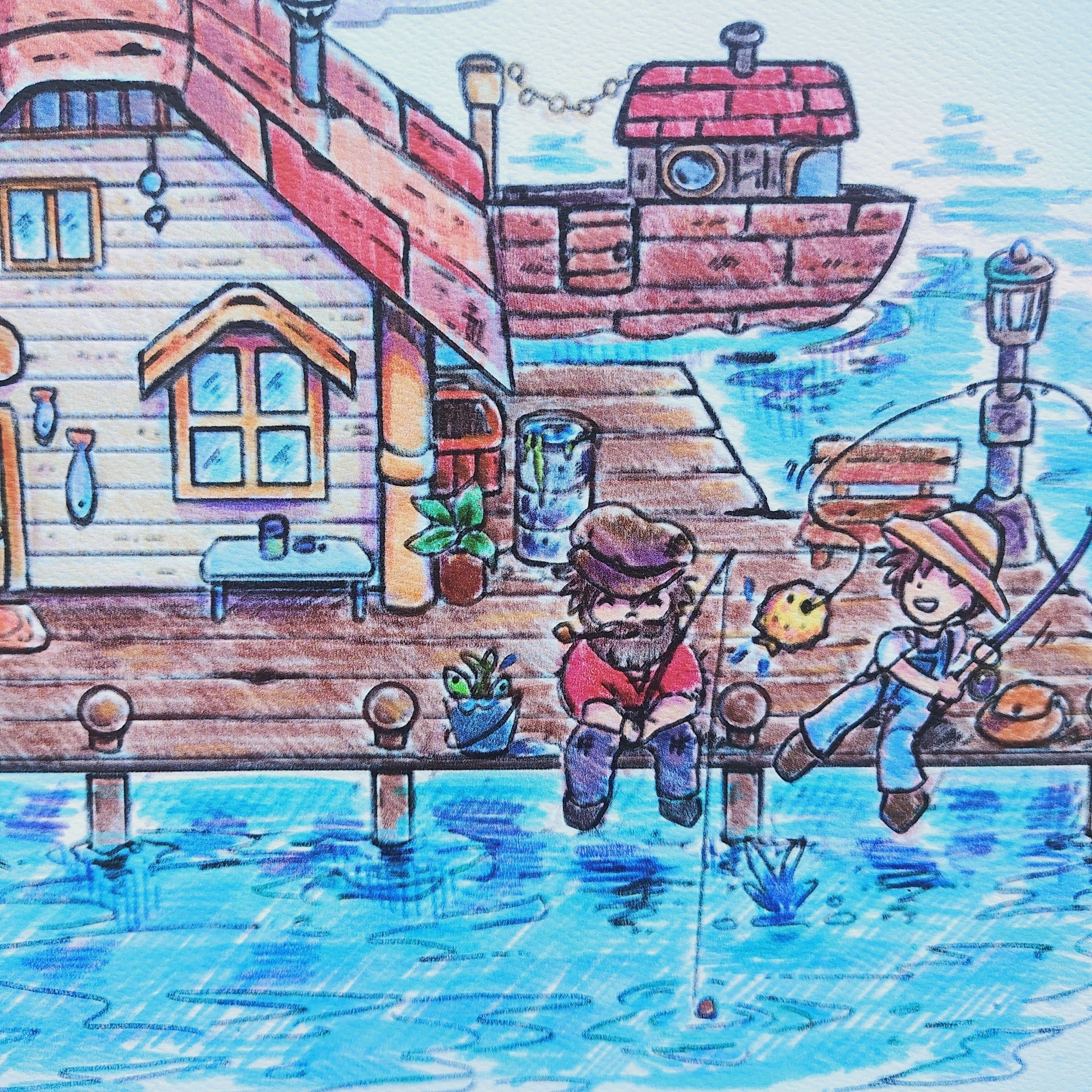 Stardew Valley Fishing 8x10 Sketch Art Print