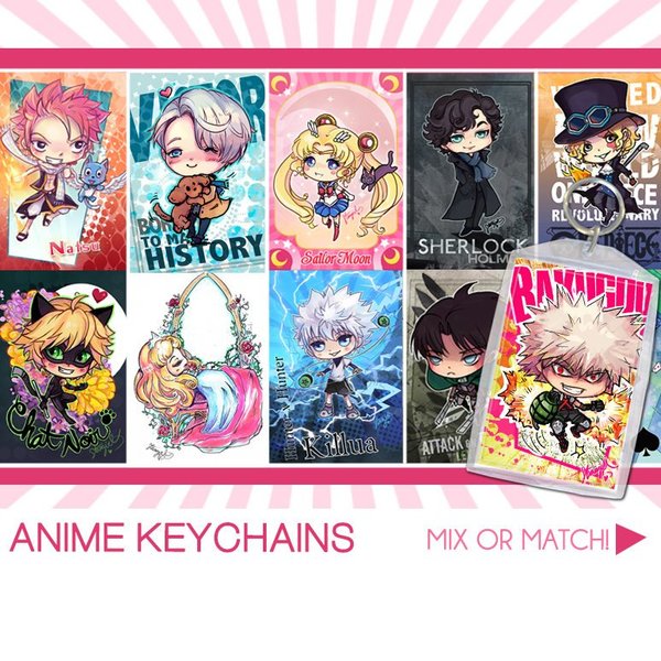 Anime Acrylic Keychain  Double Sided Chibi Art
