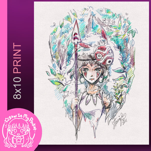 Wolf Princess 8x10 Anime Sketch Art Print